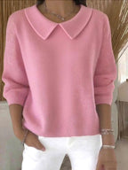 Women's Elegant Casual Peter Pan Collar 3/4 Sleeve Sweater