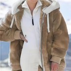 Women's Oversized Fleece-Lined Zipper Hooded Jacket—Soft and Warm Winter Wear