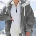 Women's Oversized Fleece-Lined Zipper Hooded Jacket—Soft and Warm Winter Wear