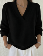 Women's Casual Solid Color V-neck Sweater Top