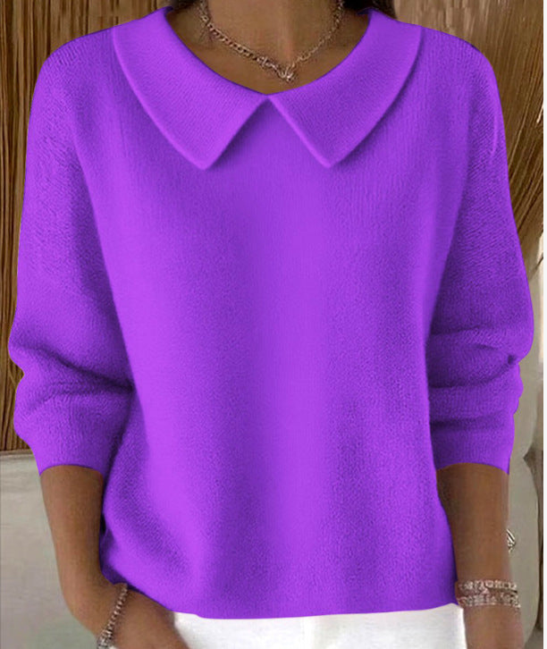 Women's Elegant Casual Peter Pan Collar 3/4 Sleeve Sweater