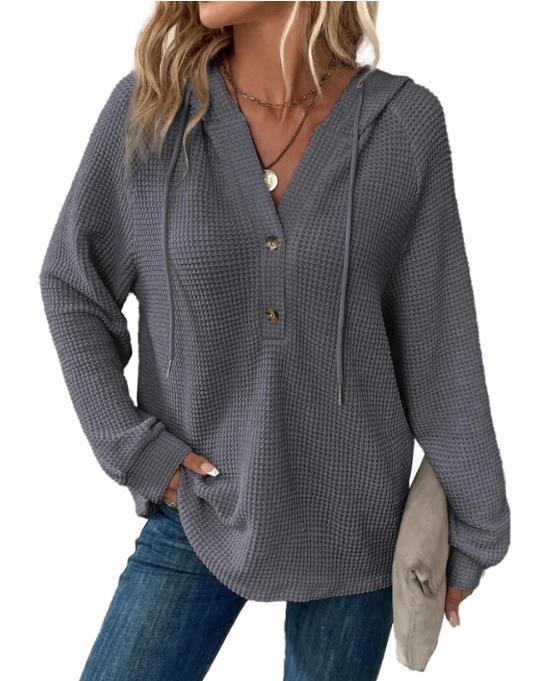 🔥Last day 70% off🔥-Women's Soft Solid Color Henley Collar Sweater Top