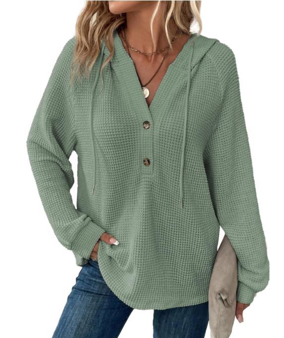 🔥Last day 70% off🔥-Women's Soft Solid Color Henley Collar Sweater Top