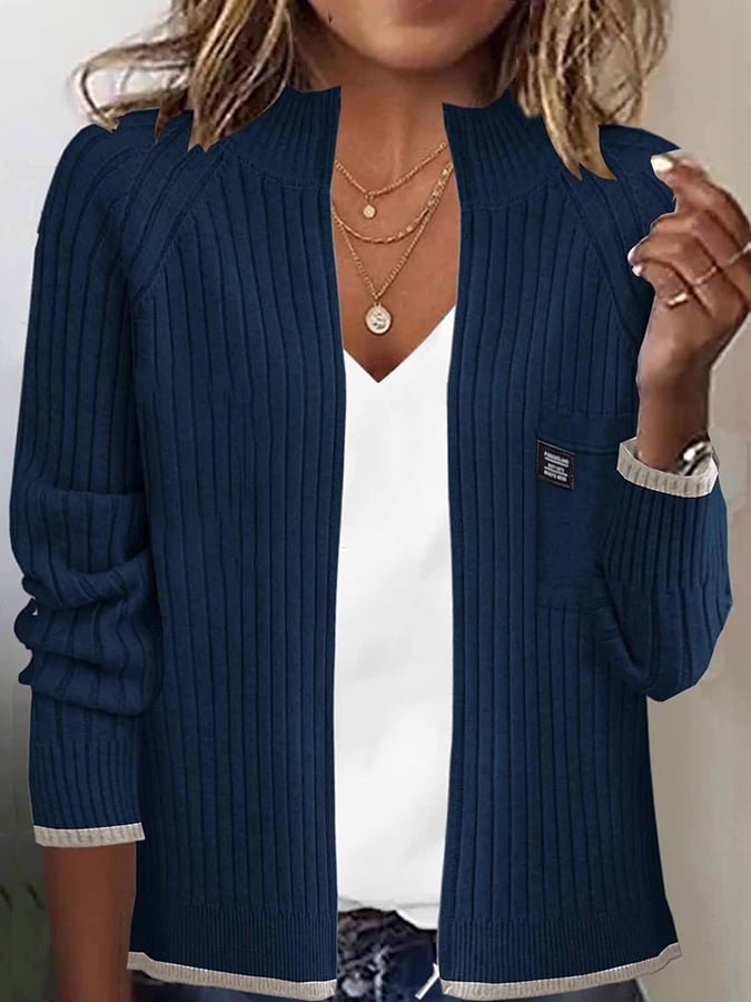 Women'S Autumn And Winter Long-Sleeved Zipper Knitted Cardigan